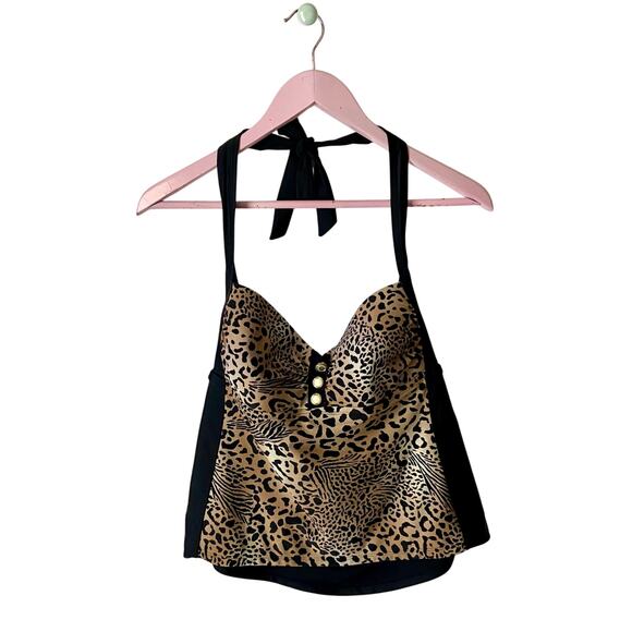Cheetah Print Tankini Swim Top - Picture 1 of 5